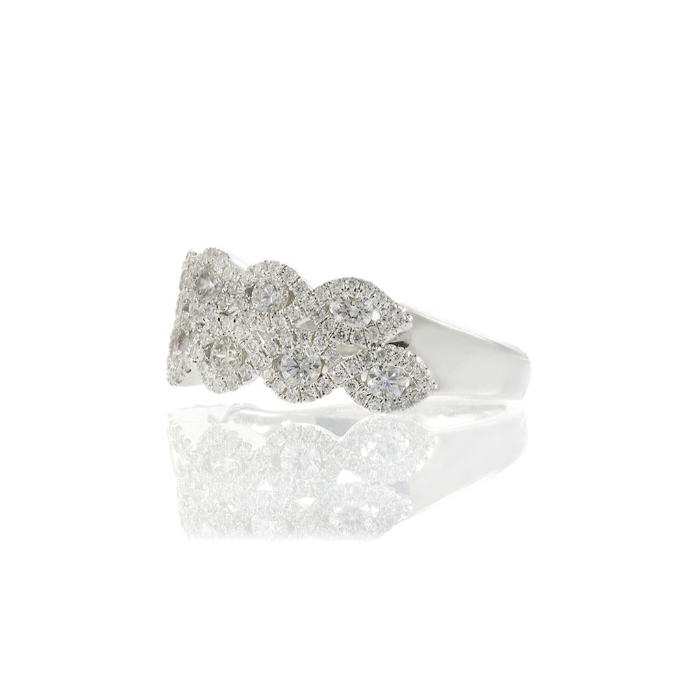 18KT White Gold Double Row Halo Diamond Band