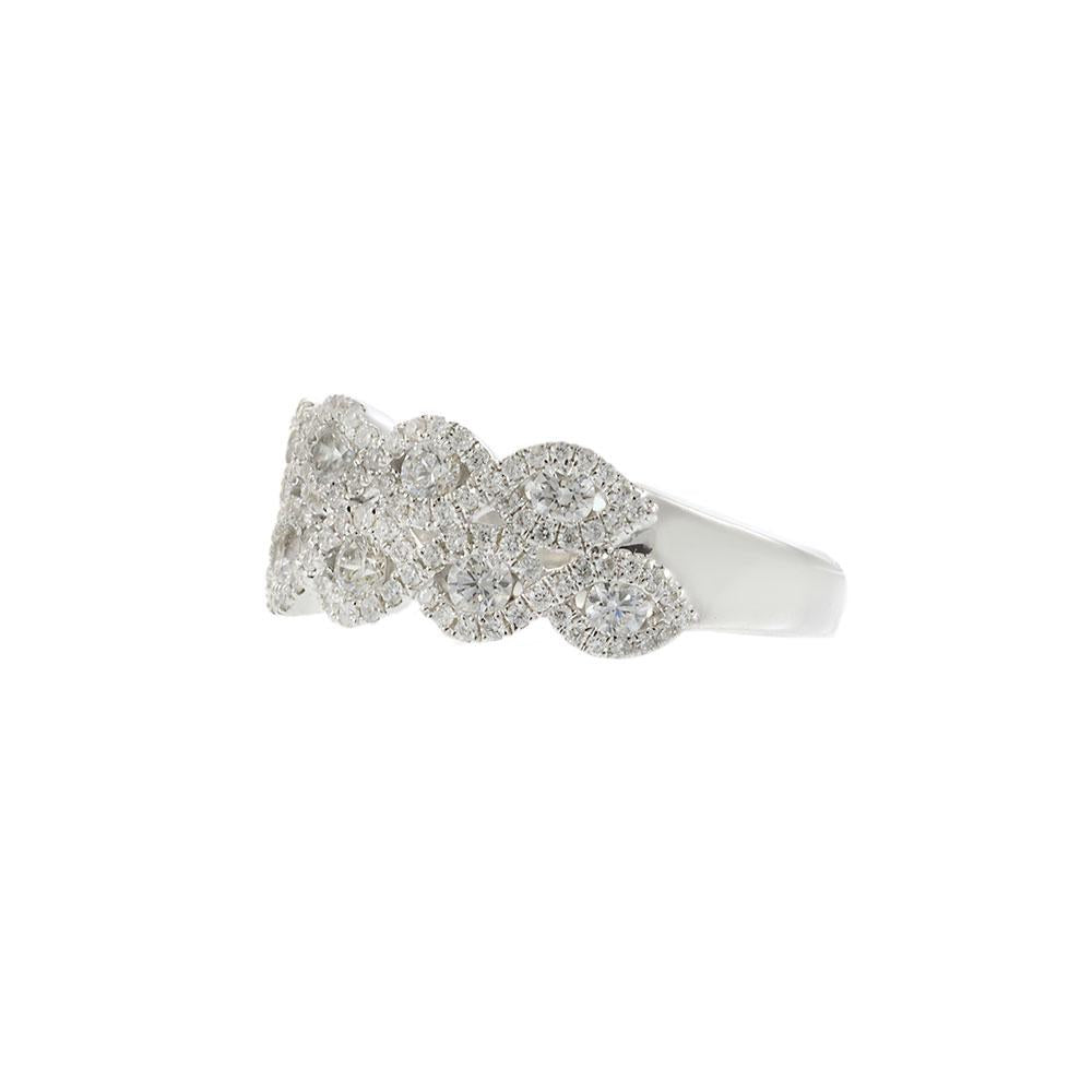 18KT White Gold Double Row Halo Diamond Band
