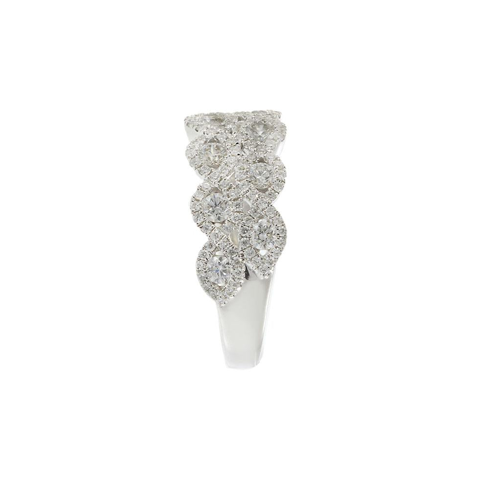 18KT White Gold Double Row Halo Diamond Band