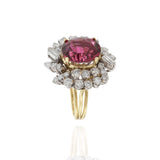 Vintage Retro Era Pink Tourmaline and Diamond Ring