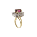 Vintage Retro Era Pink Tourmaline and Diamond Ring