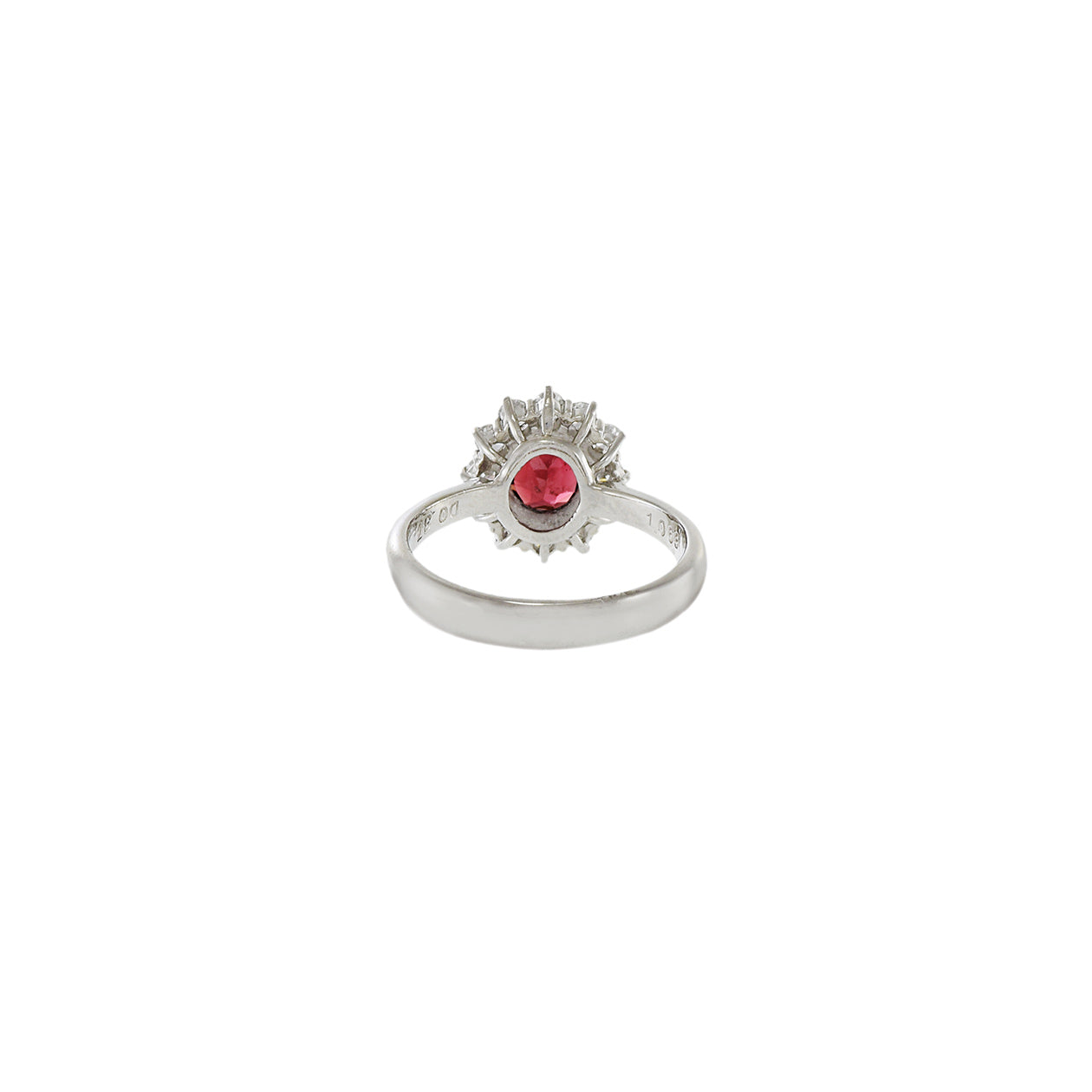 Vintage Platinum Genuine Red Spinel And Diamond Ring