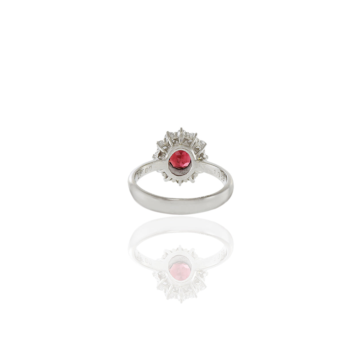 Vintage Platinum Genuine Red Spinel And Diamond Ring