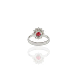 Vintage Platinum Genuine Red Spinel And Diamond Ring