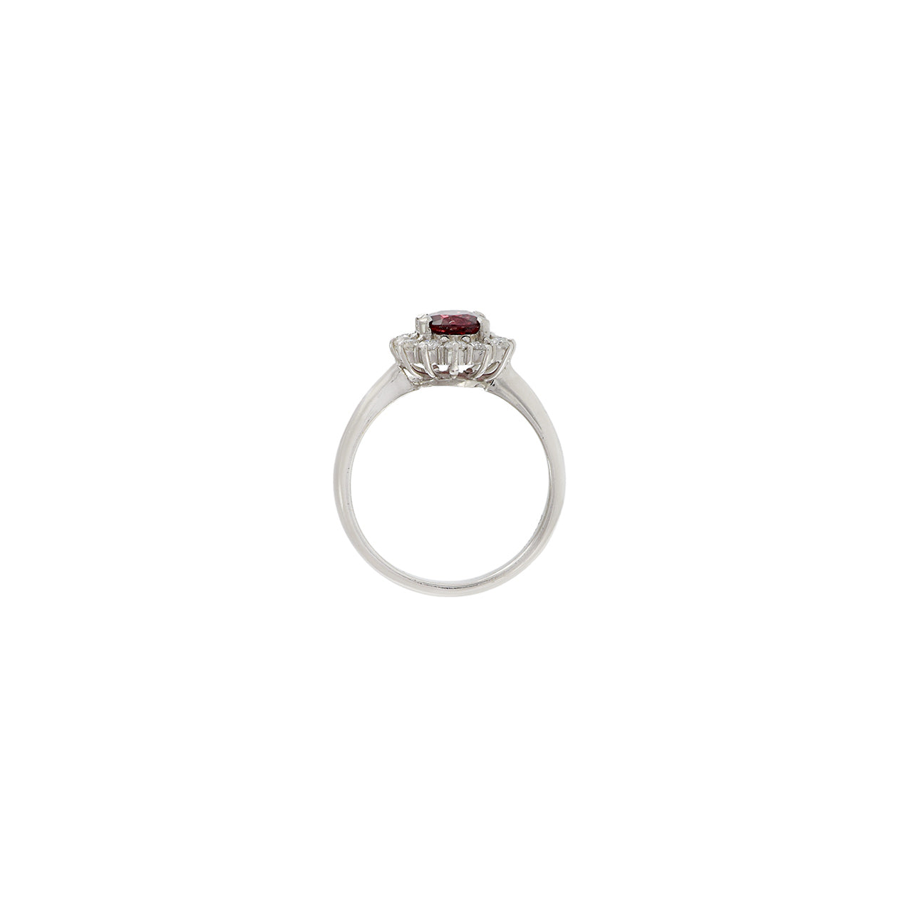 Vintage Platinum Genuine Red Spinel And Diamond Ring