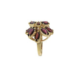 14KT Yellow Gold Retro Era Red Garnet Cocktail Ring