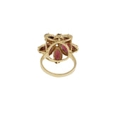 14KT Yellow Gold Retro Era Red Garnet Cocktail Ring