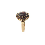 18KT Yellow Gold Retro Era Garnet Ring