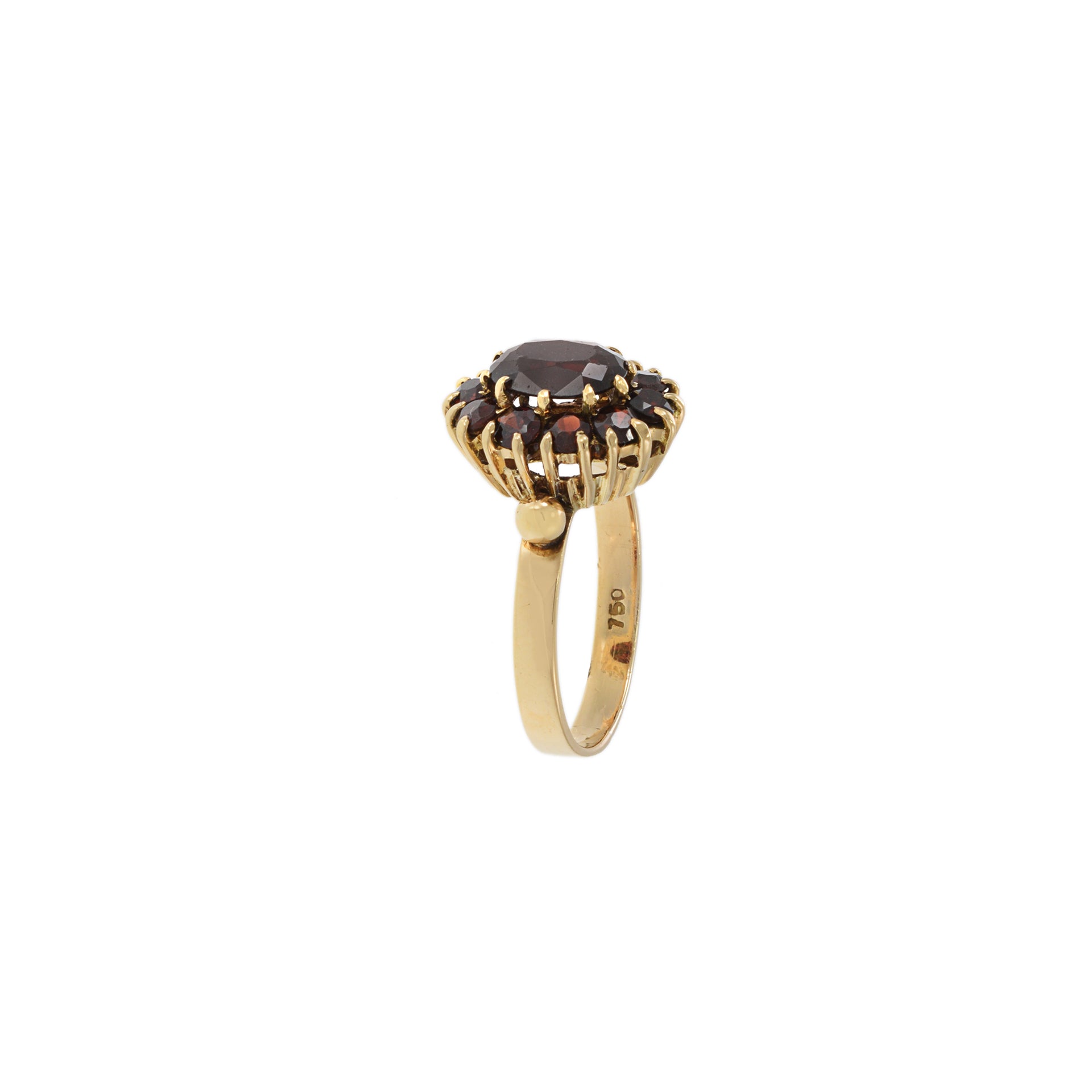 18KT Yellow Gold Retro Era Garnet Ring