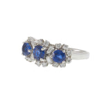 Platinum Estate Three Stone Sapphire and Diamond Ring