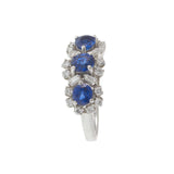 Platinum Estate Three Stone Sapphire and Diamond Ring