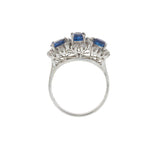 Platinum Estate Three Stone Sapphire and Diamond Ring