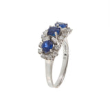 Platinum Estate Three Stone Sapphire and Diamond Ring