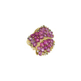 Estate 18KT Yellow Gold Pink Sapphire And Diamond Ring