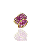 Estate 18KT Yellow Gold Pink Sapphire And Diamond Ring