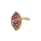 Estate 18KT Yellow Gold Pink Sapphire And Diamond Ring