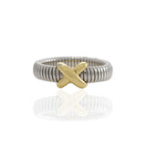 Estate Two-Tone Cable Crossover Ring in Sterling Silver and 14KT Yellow Gold