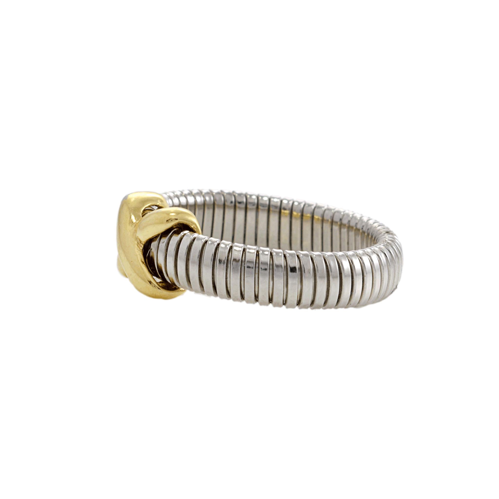 Estate Two-Tone Cable Crossover Ring in Sterling Silver and 14KT Yellow Gold