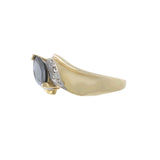 Vintage 1970s 14KT Yellow Gold Marquise Sapphire and Diamond Swirl Ring