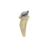Vintage 1970s 14KT Yellow Gold Marquise Sapphire and Diamond Swirl Ring
