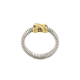 Estate Two-Tone Cable Crossover Ring in Sterling Silver and 14KT Yellow Gold