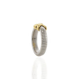 Estate Two-Tone Cable Crossover Ring in Sterling Silver and 14KT Yellow Gold