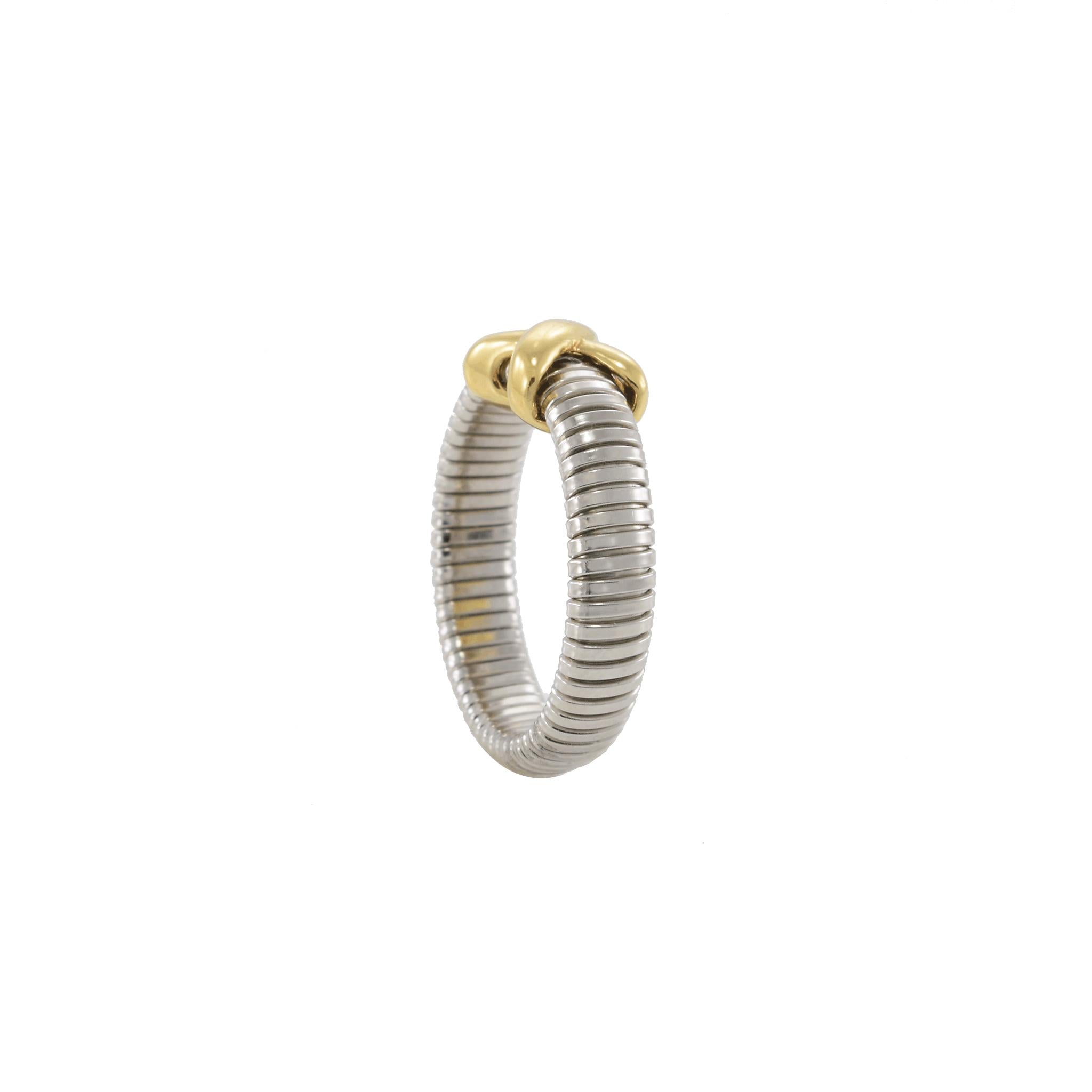 Estate Two-Tone Cable Crossover Ring in Sterling Silver and 14KT Yellow Gold