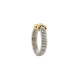 Estate Two-Tone Cable Crossover Ring in Sterling Silver and 14KT Yellow Gold