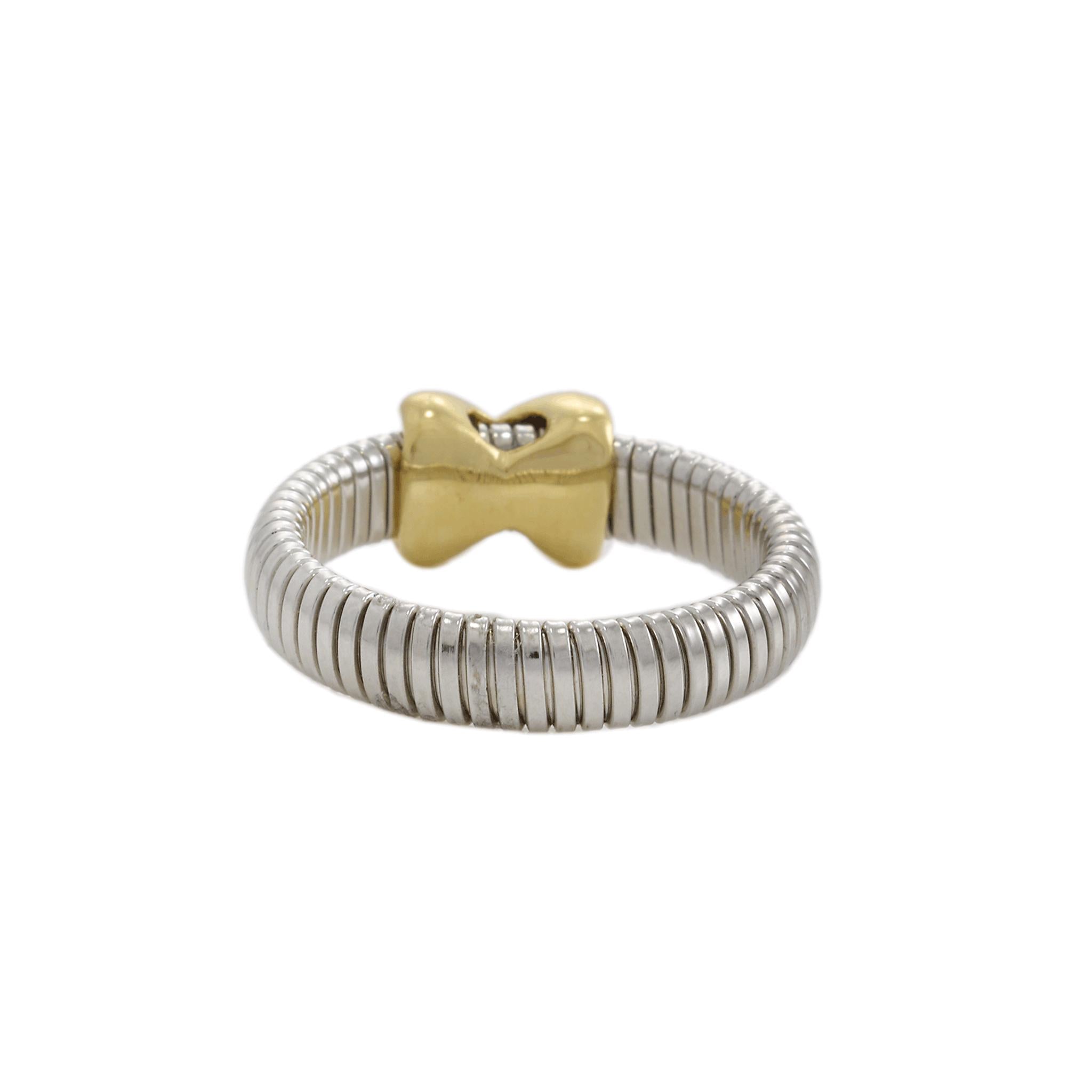 Estate Two-Tone Cable Crossover Ring in Sterling Silver and 14KT Yellow Gold