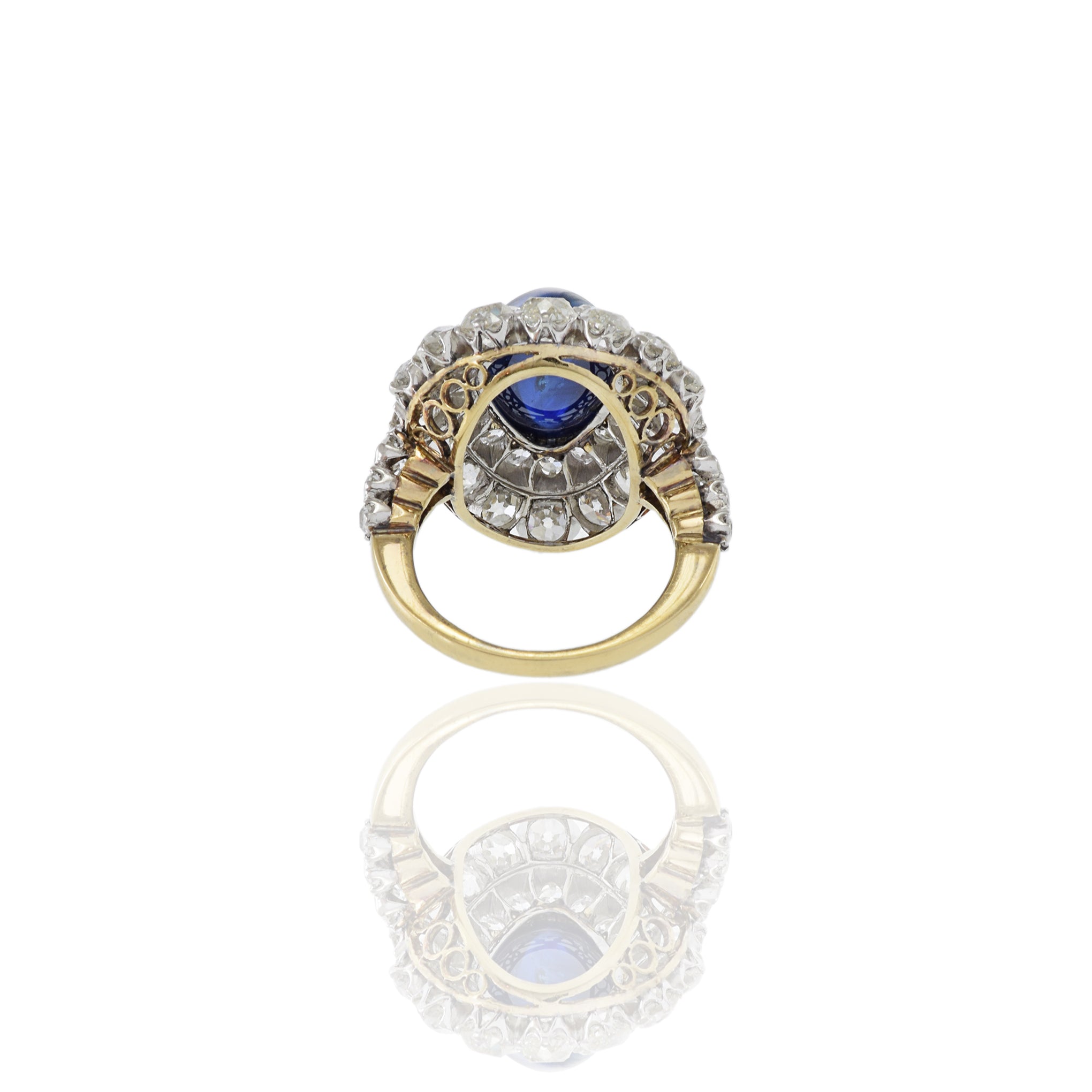 Victorian Era 18KT Yellow Gold Sapphire And Diamond Ring