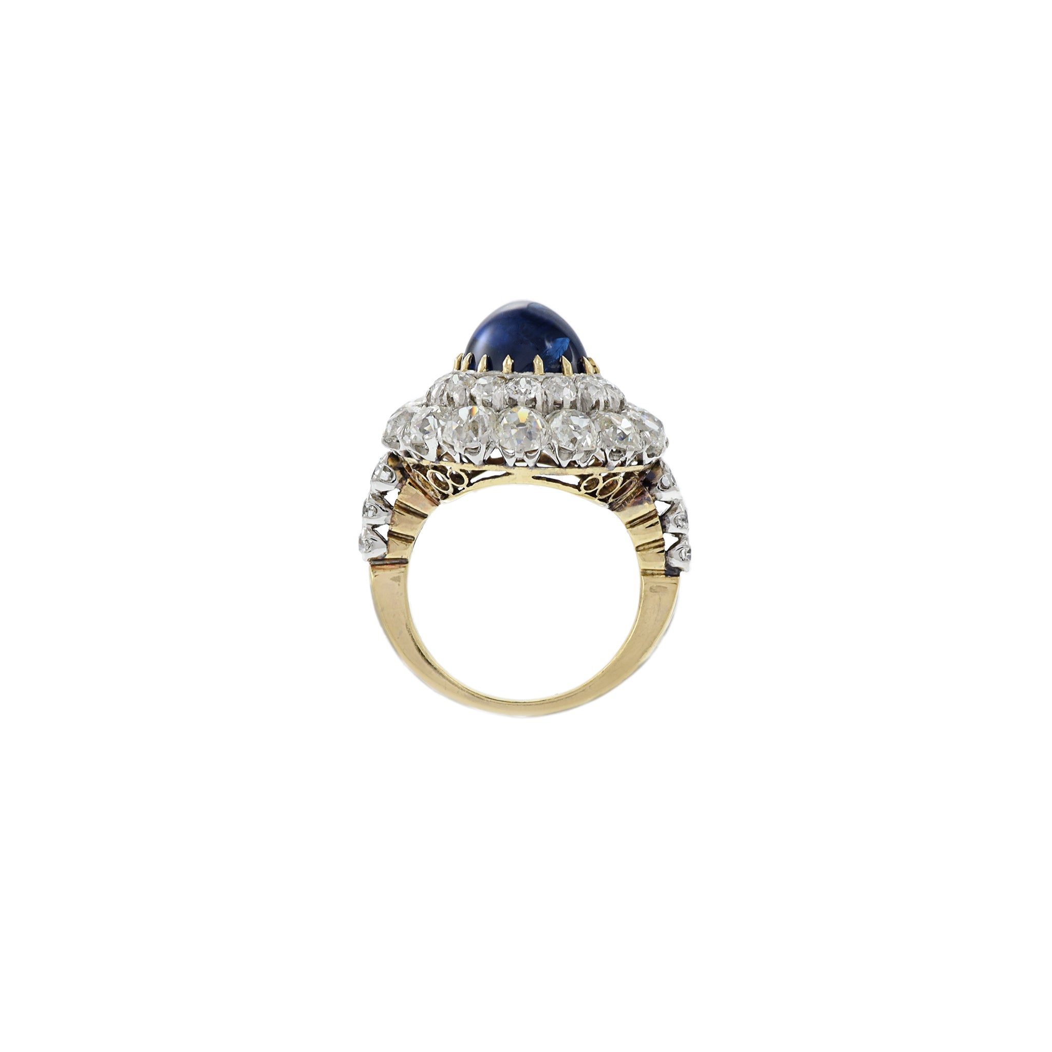 Victorian Era 18KT Yellow Gold Sapphire And Diamond Ring