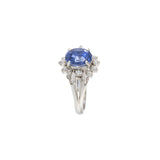 Estate 1950s Platinum Retro Era Blue Sapphire And Diamond Ring