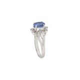 Estate 1950s Platinum Retro Era Blue Sapphire And Diamond Ring