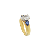 18KT Yellow Gold Art Deco Sapphire and Diamond Ring