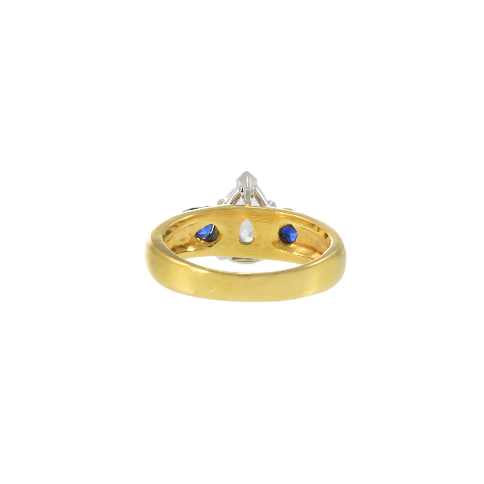 18KT Yellow Gold Art Deco Sapphire and Diamond Ring