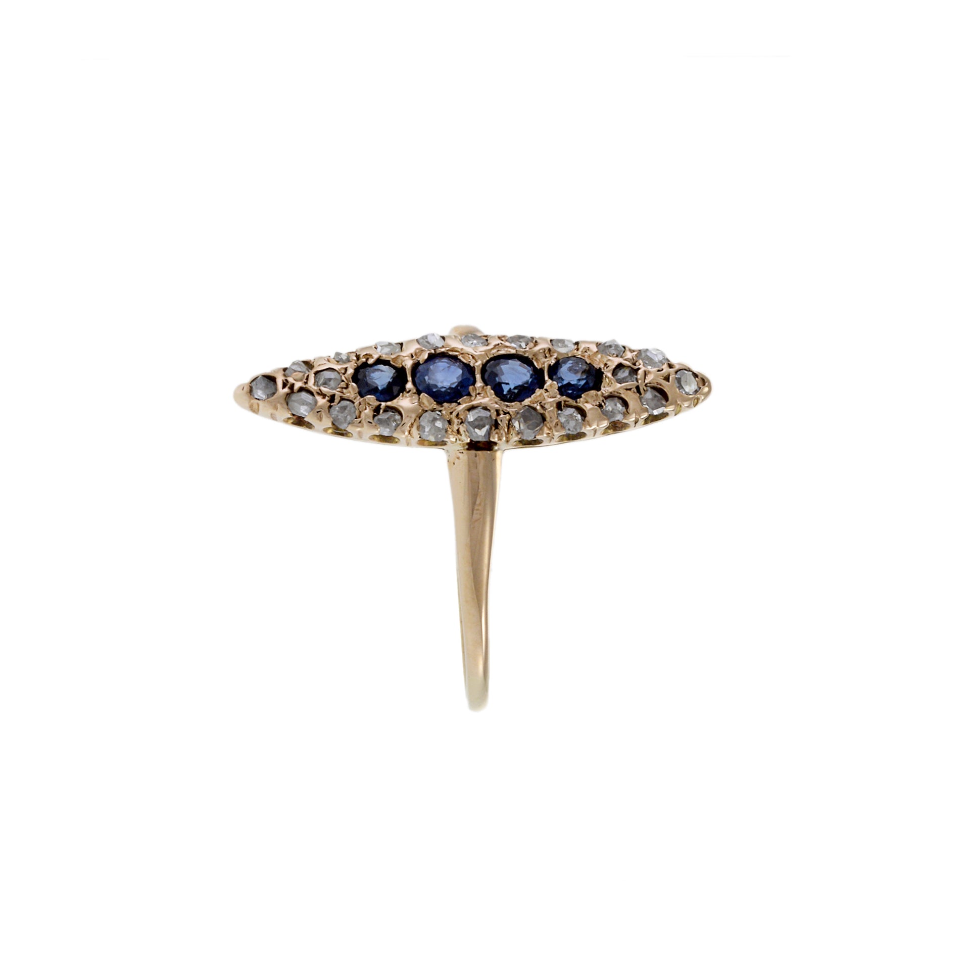 Victorian Era Marquise Shaped Sapphire and Diamond Ring