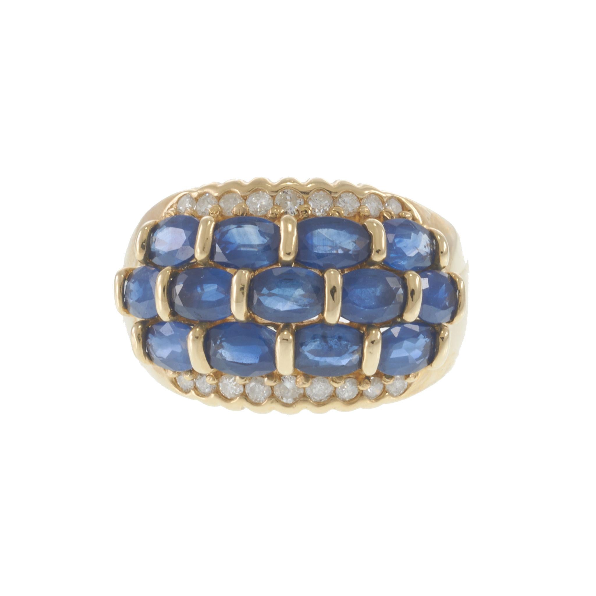 Estate 14KT Yellow Gold Sapphire & Diamond Ring