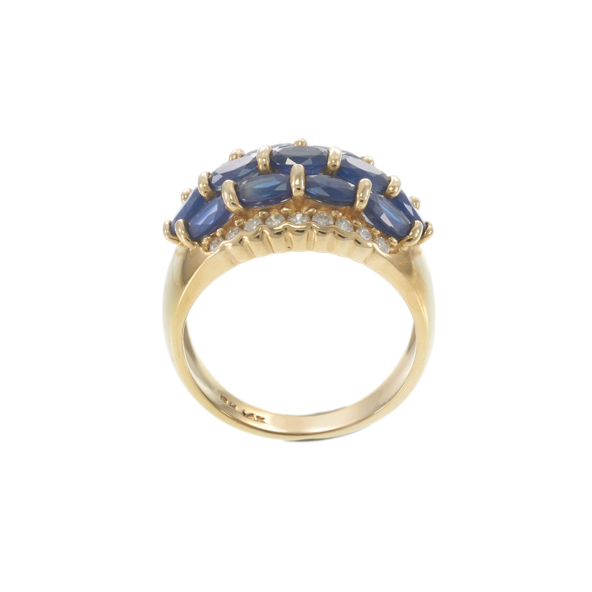 Estate 14KT Yellow Gold Sapphire & Diamond Ring