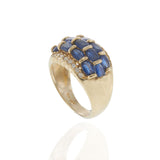 Estate 14KT Yellow Gold Sapphire & Diamond Ring