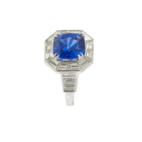 Platinum Ceylon Sapphire and Diamond Ring