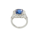 Platinum Ceylon Sapphire and Diamond Ring