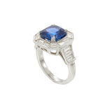 Platinum Ceylon Sapphire and Diamond Ring