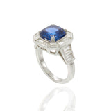 Platinum Ceylon Sapphire and Diamond Ring