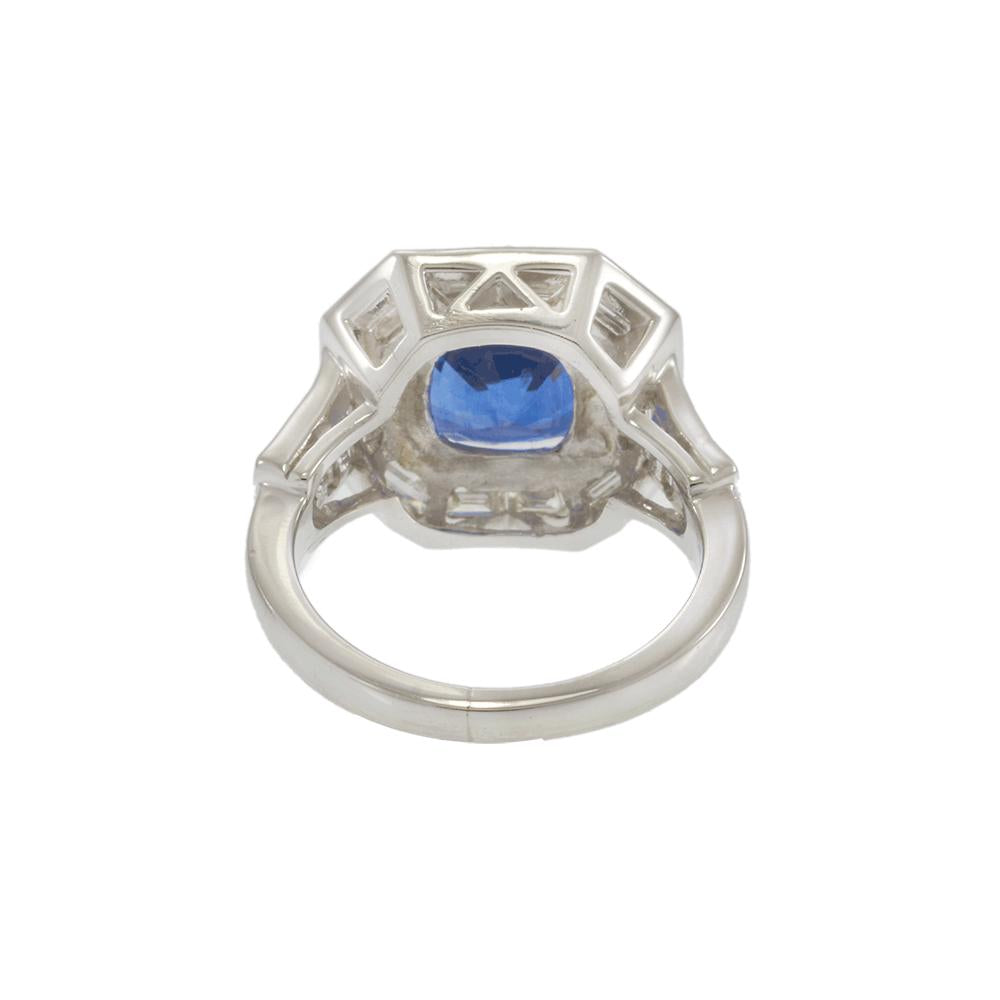 Platinum Ceylon Sapphire and Diamond Ring