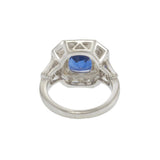 Platinum Ceylon Sapphire and Diamond Ring