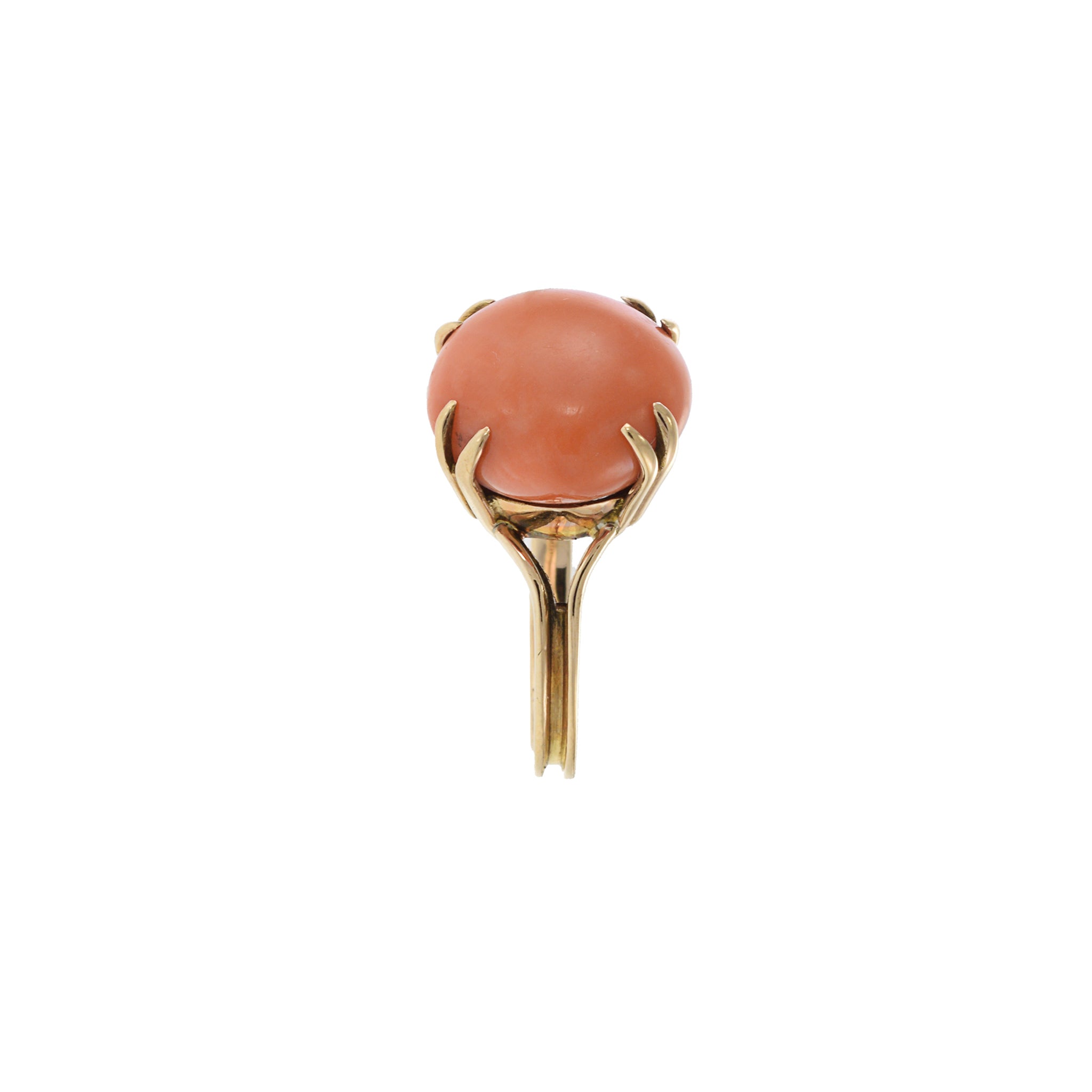 10KT Yellow Gold Retro Era Fire Coral Cocktail Ring