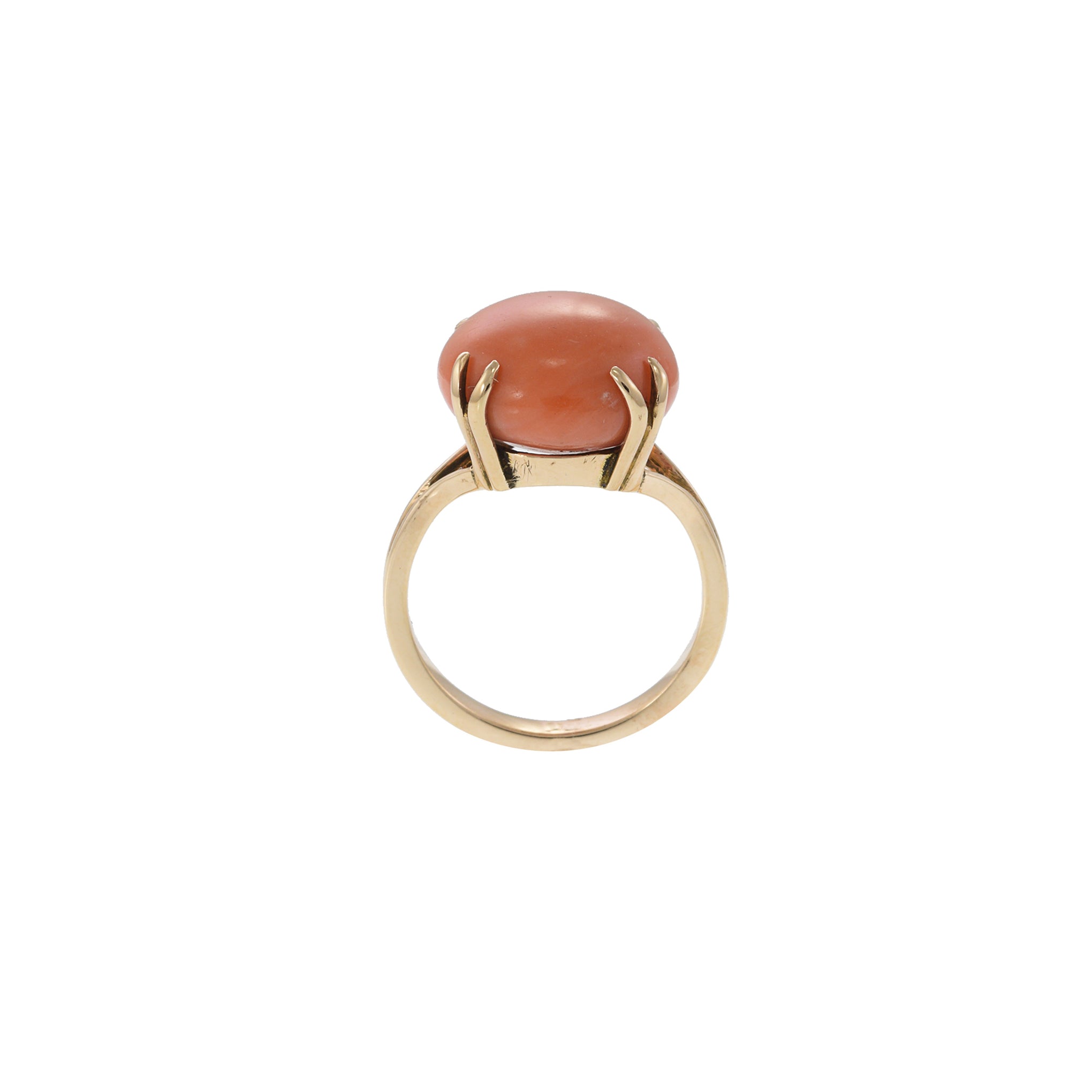 10KT Yellow Gold Retro Era Fire Coral Cocktail Ring