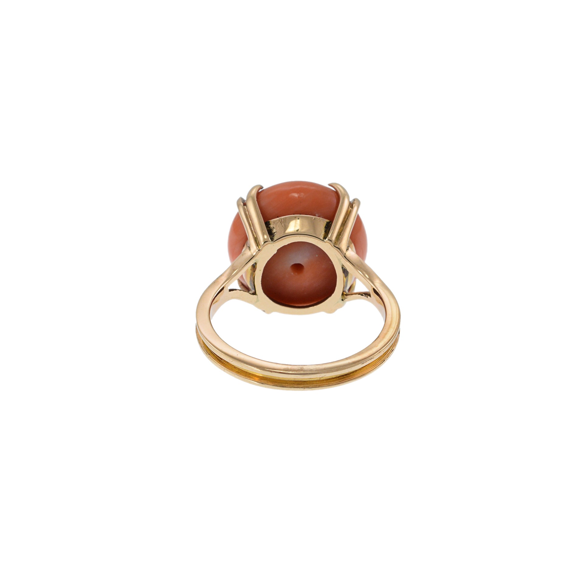 10KT Yellow Gold Retro Era Fire Coral Cocktail Ring