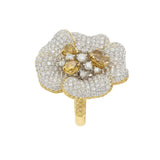 18KT Yellow Gold Fancy Yellow and White Diamond Flower Ring