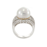 18KT White Gold 14MM South Sea Pearl and Diamond Ring